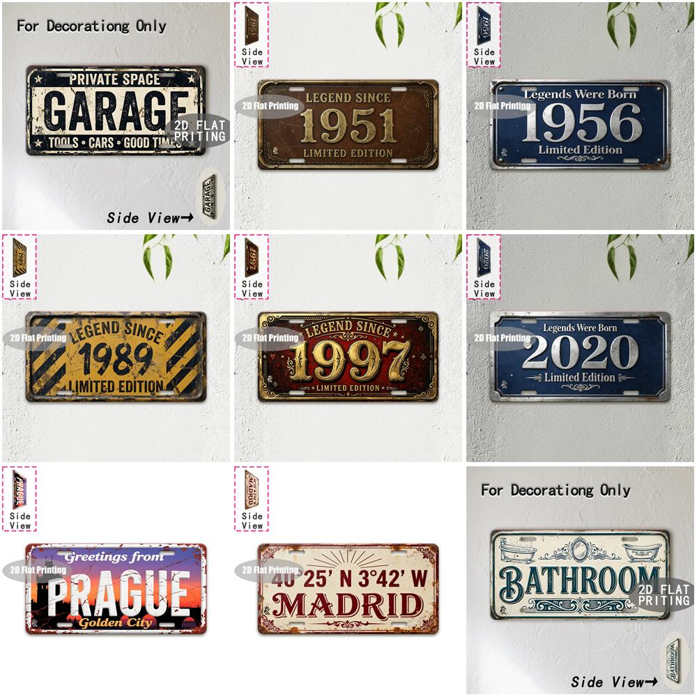 Tin Sign Vintage Durable Metal Plaque Wall Decor Home Office Bar Man Cave Garage Bathroom European City Coordinate Birth Ye