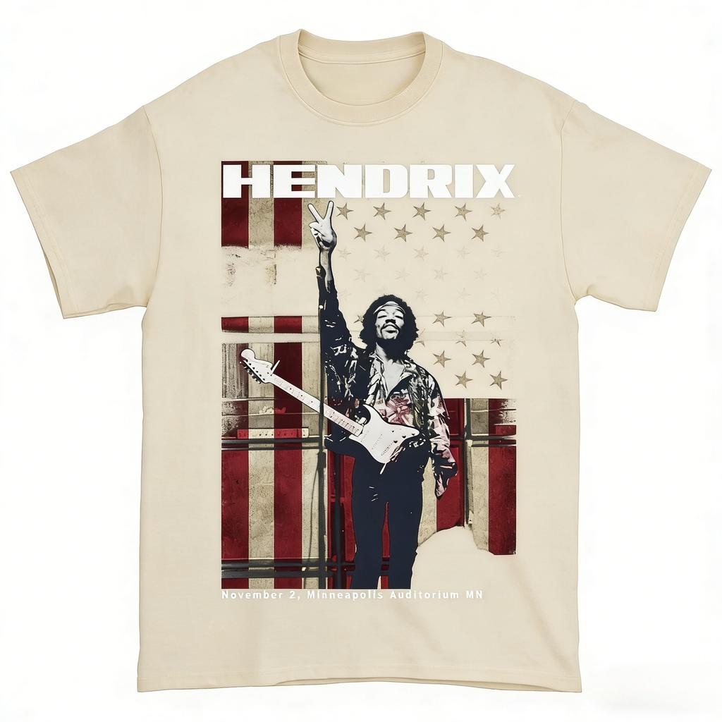 2026 Singer Jimi Hendrix 100Cotton Unisex Tshirt Minneapolis Auditorium Album Graphic Women Unisex Hip Hop Y2k Fashion Shirt