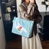 This Year's Popular Ribbon Bow 2025 Cute Large-capacity Splicing Transparent Fashion Shoulder Portable Tote Bag