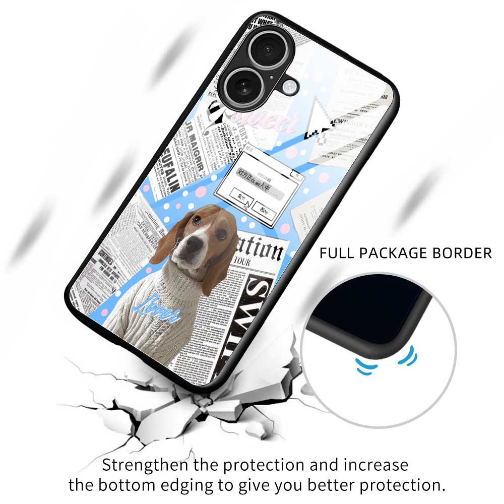 For iPhone 17 Case TPU PC Tempered Glass Pattern Printing Anti Drop Phone Back Cover