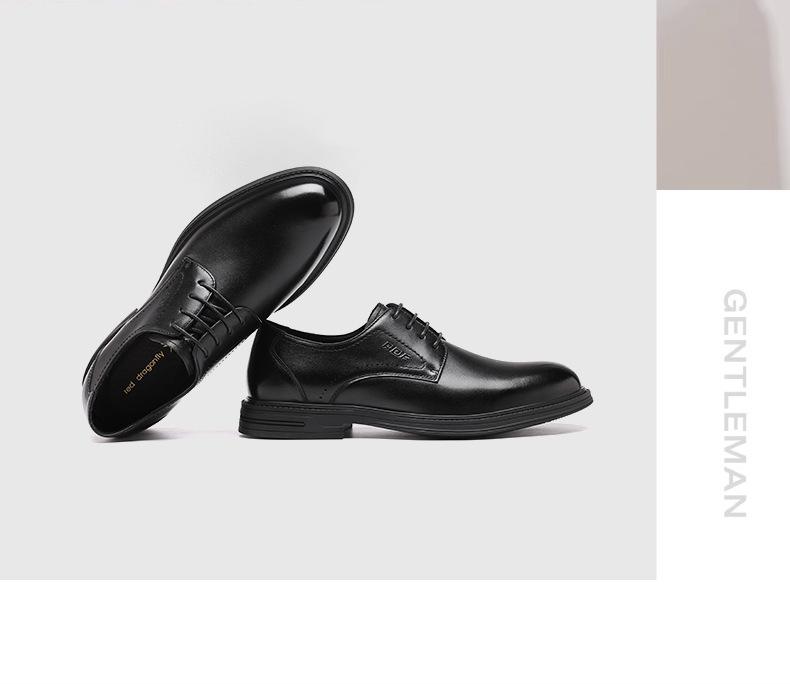 Red Dragonfly Men's Genuine Leather Derby Shoes - Formal, Business, or Wedding Style, Ideal with Suits.
