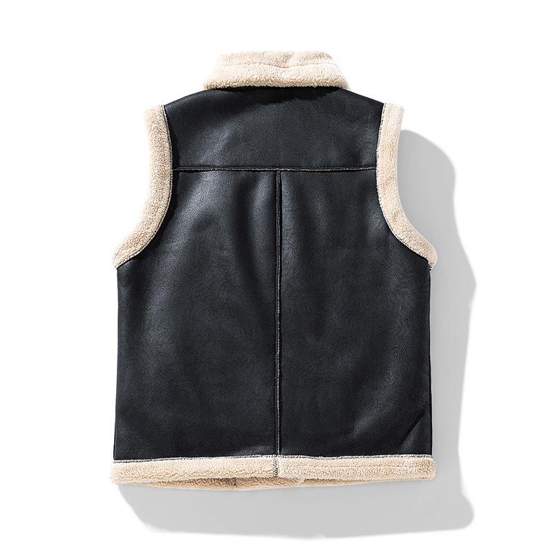 D011 Suede Lambswool Sleeveless Jacket – Lightweight, Warm, and Fleece-Lined for Autumn/Winter