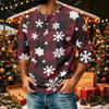 Men's Casual Shirt with Raglan Three-Quarter Length Sleeves Christmas Print Pullover