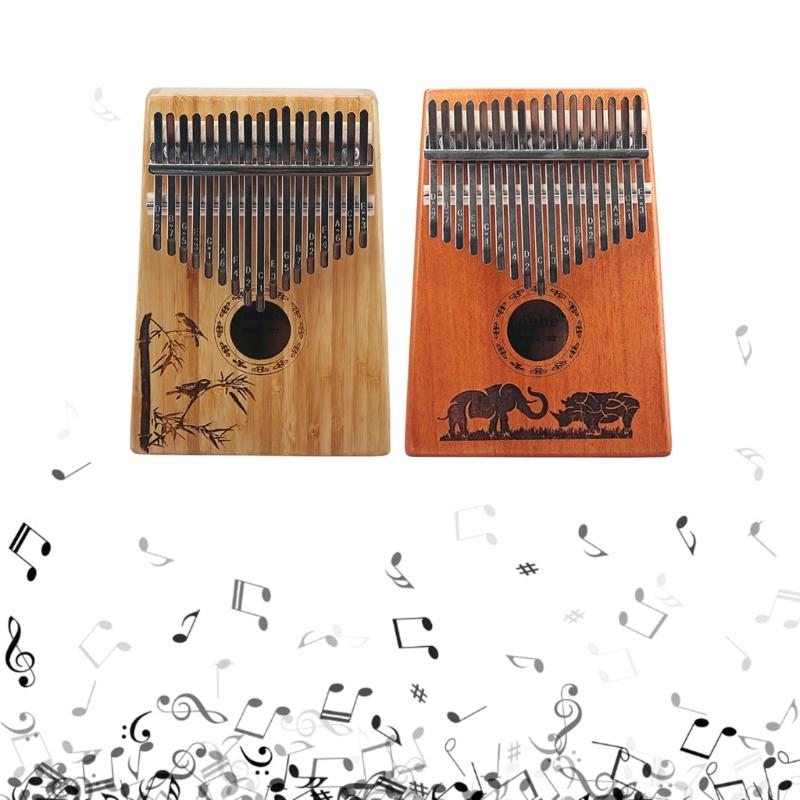 Kalimba 17 Keys Thumb Piano with Study Instruction & Tune Hammer Wood Finger Piano for Kids Adult Beginners Professional