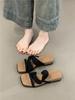 Platform Open-toed Sandals Women's 2025 Summer Korean Version Retro Linen Bohemian Vacation Beach Slippers