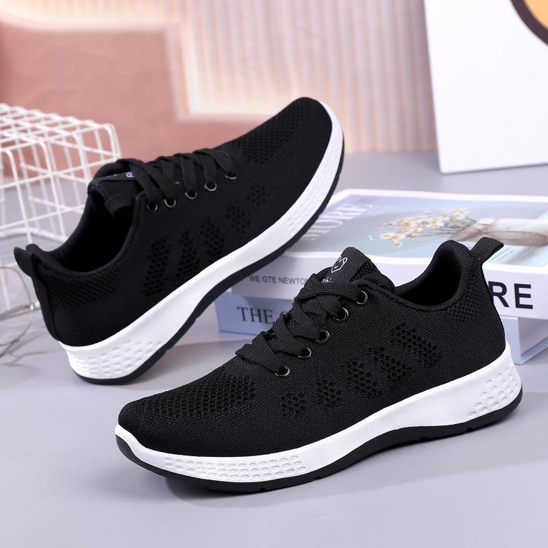 2023 Vår, Sommer og Høst Nye Svarte Sneakers Dame Pustende Lett Gym Fritid Løping