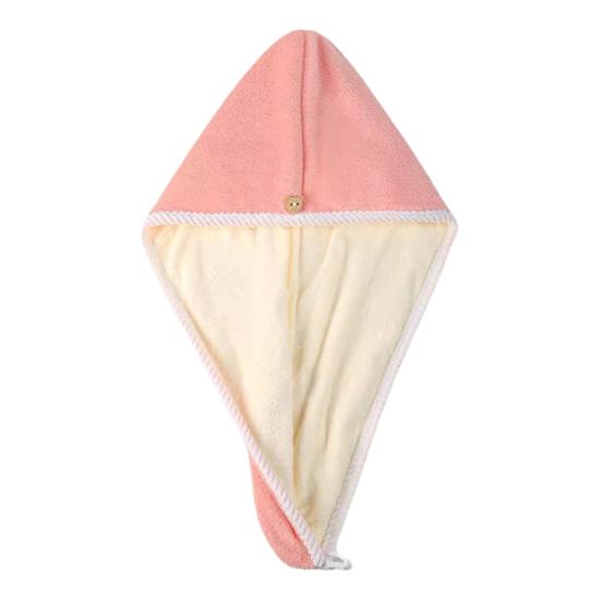 Hair Drying Towels with Button Super Absorbent Double-Layer белый/розовый