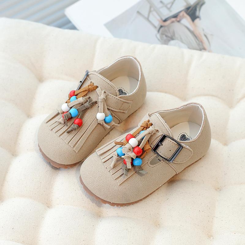 

Girls Leather Shoes 2025 Spring Boken Shoes Children s Casual Performance Shoes Girls Shoes Students Single Shoes Small Leather Shoes 25 бежевый