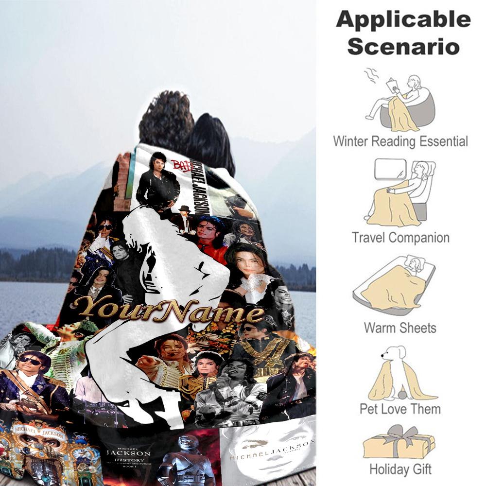 Michael Jackson 19 Personalized Name Blanket Cozy Personalized Blanket Durable Comfort for Chair Office Chair Bedding Picnics Four Seasons Universal