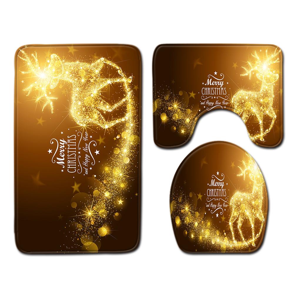 Christmas Bathroom Floor Mat Toilet Three-Piece Set