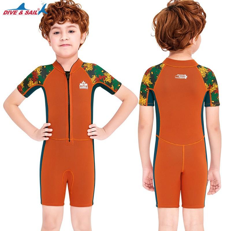Kids 2.5mm Neoprene Wetsuit Short Sleeve Full Body Dive Swim Suit Swimming Snorkeling Water Sports