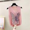 2023 Shiny Silk Sleeveless V-Neck Women's Vest - Spring/Summer New Style, Loose Fit with Hot Diamond Sling Knitted Design