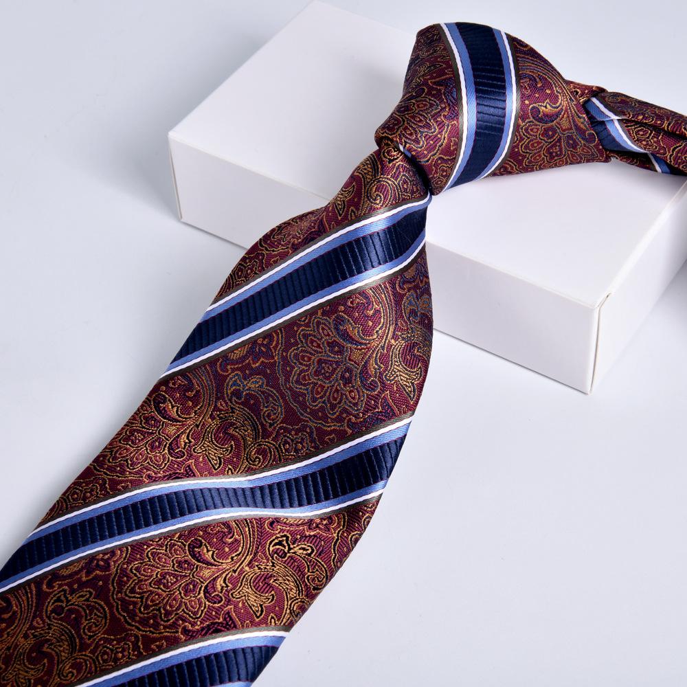 Men's Burgundy Striped Jacquard Formal Business Tie, 8cm Handmade Tie Decoration