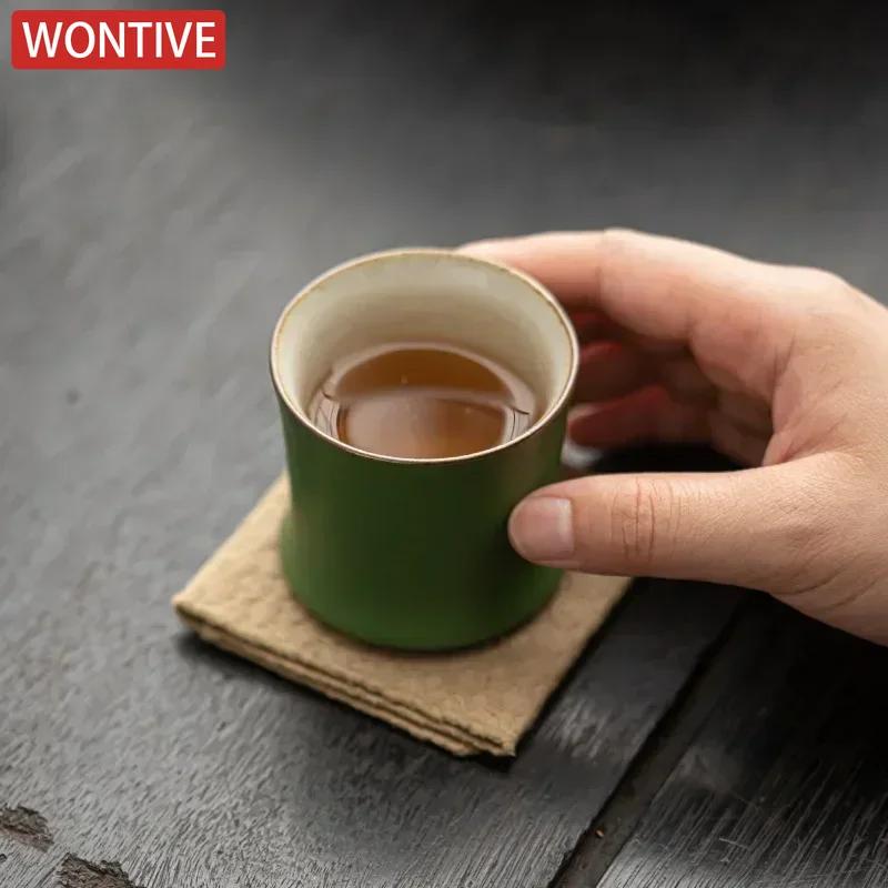 Bambusgelenk Teetasse Steinzeug Grüne Glasur Meistertasse Aufstieg Schritt für Schritt Keramik Kreativität Tasse