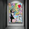 Banksy-pinturas en lienzo de globo con chica, arte callejero de Graffiti, nunca te rindas, arte de pared, carteles abstractos, imágenes, decoración del hogar