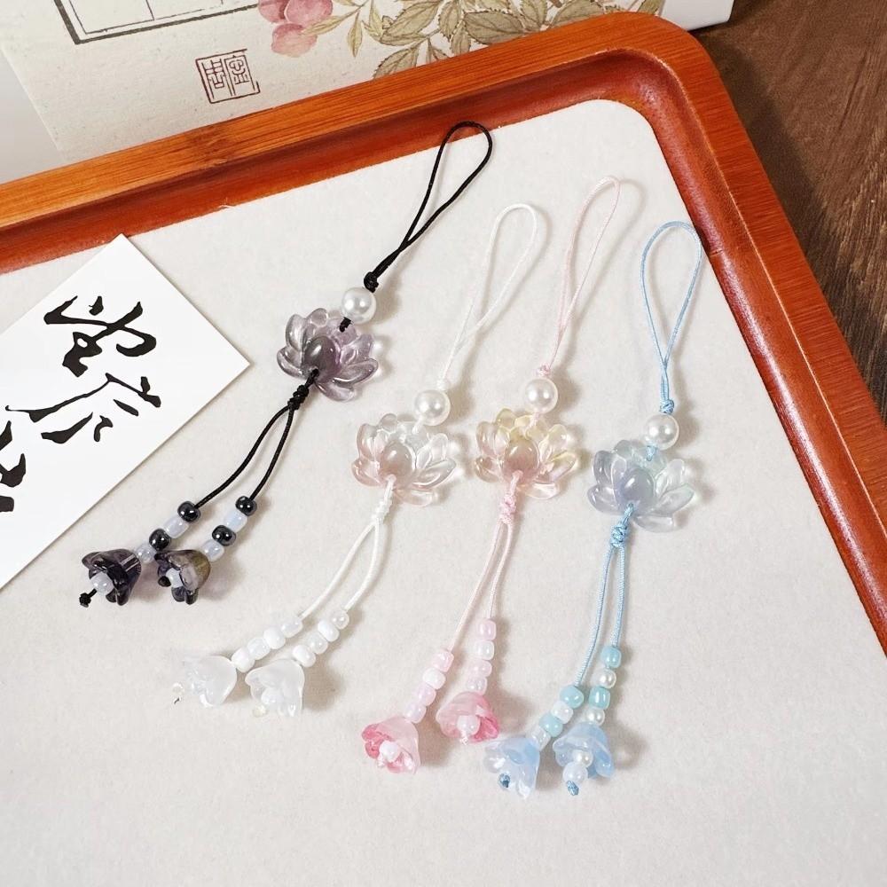 New Chinese-style Beaded Lotus Pendant Handmade Vintage Camera Chain Backpack Hanging Decoration