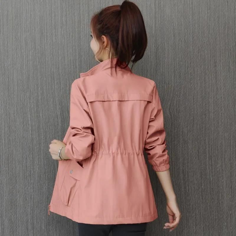 Double Layer Women Windbreaker 2024 Nové jaro podzimní krátký kabát Fashion3XL stojatý límec dámská bunda podšívka