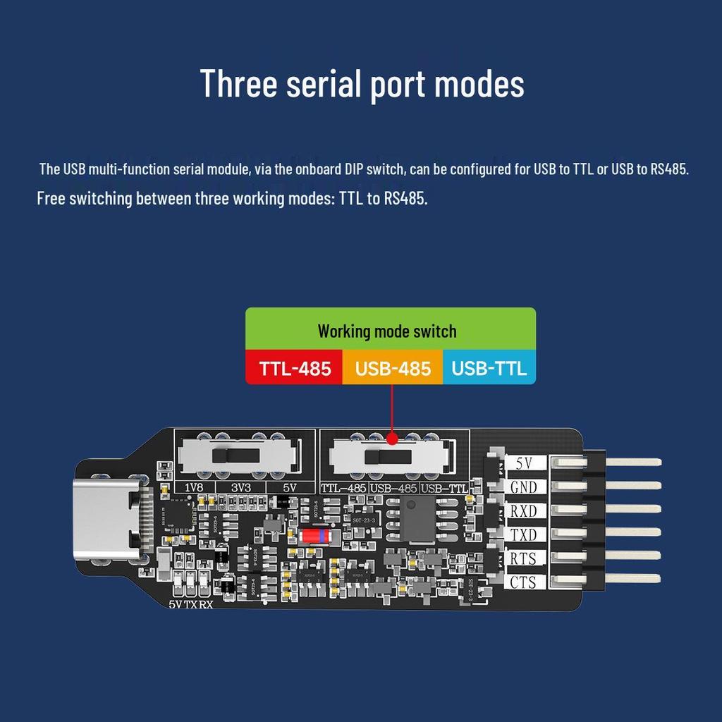Type-C USB to TTL RS485 Serial Port Module with CH340 Microcontroller Programming Cable