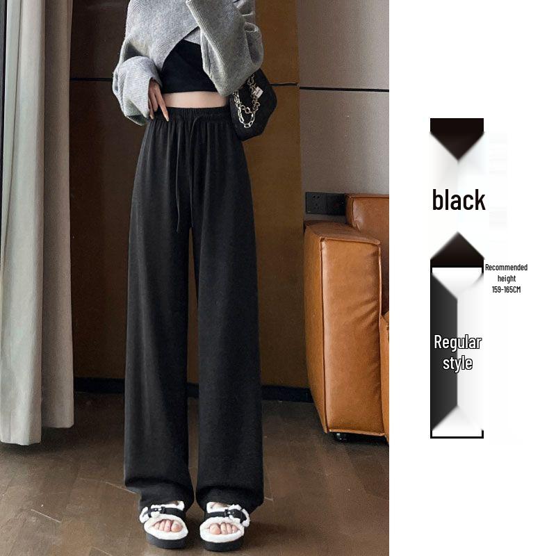 Plus Size Women's Gray High Waist Wide-Leg Pants - Spring/Summer Casual Draped Trousers