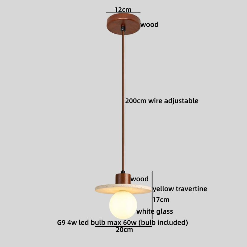 IWHD Wabi Sabi Stil LED Pendelleuchte Möbel Wohnzimmer Schlafzimmer Zubehör Gelber Travertin Hängeleuchte Hängeleuchte
