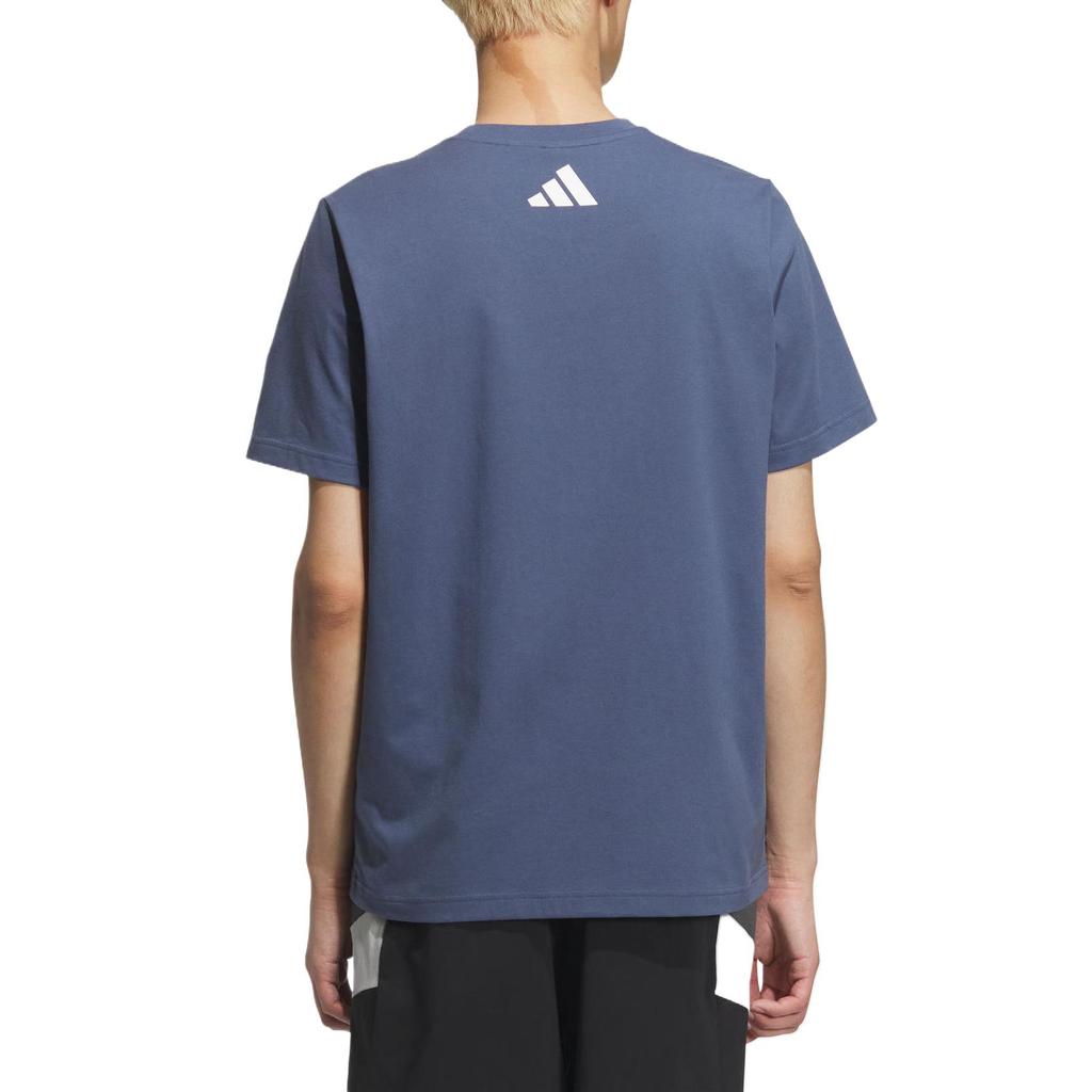 adidas Graphic Short Sleeve T-Shirt Comfortable Versatile Casual Soft Men T-Shirts Gray Blue KB7749