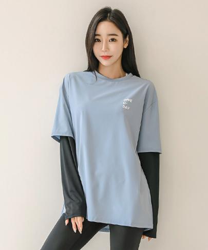 Tyubeuteuli Women'S Loose Fit Layered Rash Guard B723 Blooming Wash