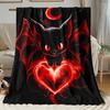 Red Bat Heart & Moon Personality Print Blanket - Lightweight Soft Warm Throw for Sofa, Bed, Travel & Camping