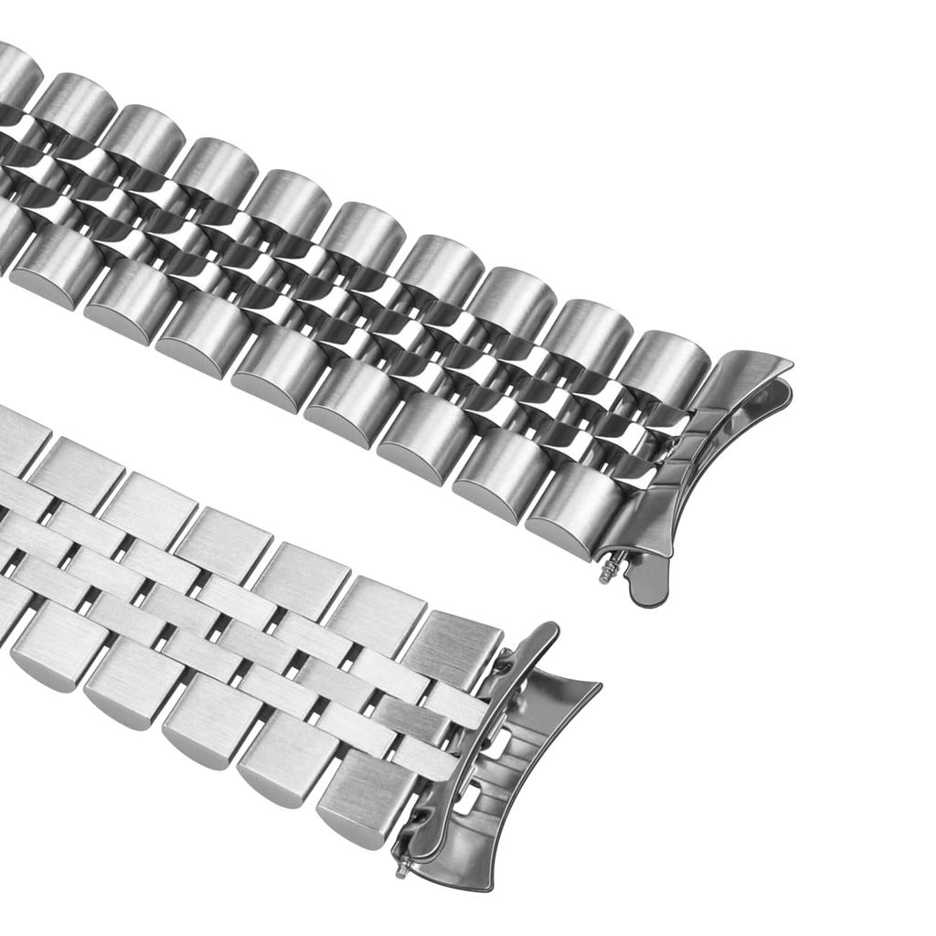 Kai Tian Stainless Steel Classic Dive Buckle Watch Polished Medium Brushed Premium Metal Watch Silver No Jewels Strap, 20mm/22mm, Finish, Setting,