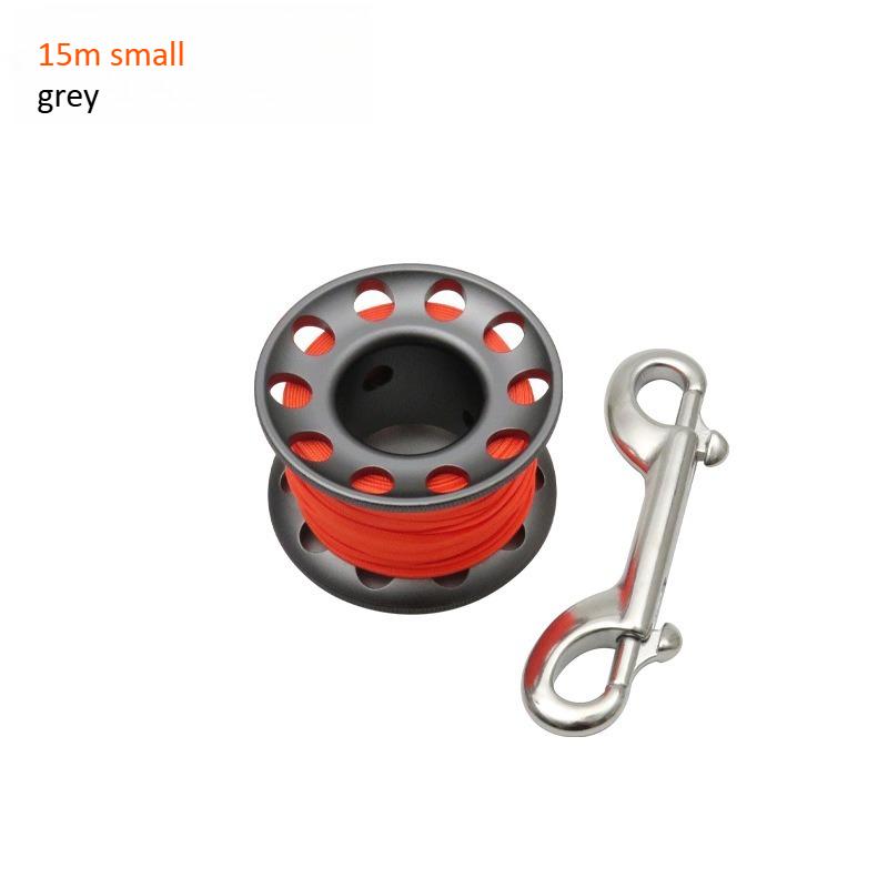 Scuba Diving Aluminum Alloy Spool Finger Reel 15M 30M with Stainless Steel Double Ended Hook for Cave Dive Equipment