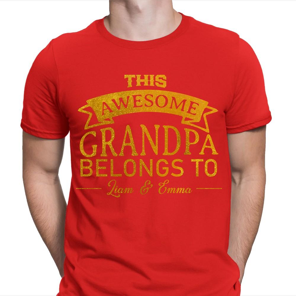 This Awesome Grandpa Belongs To Personalised Fathers Day Birthday T Shirt 2T1A1