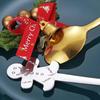 4Pieces Ice Cream Spoons Stirring SpoonS Christmas Themed Stainless Steel Material Coffee Spoons Dessert Spoons 4 Colors HX6C