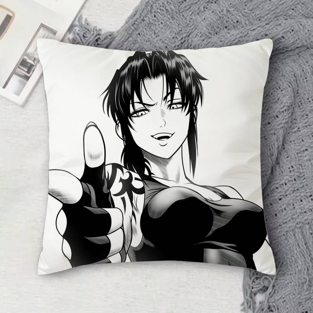 BBlack Lagoon Doublesided Printed Square Decorative Cushion Cover for Sofa Living Room Home Decor
