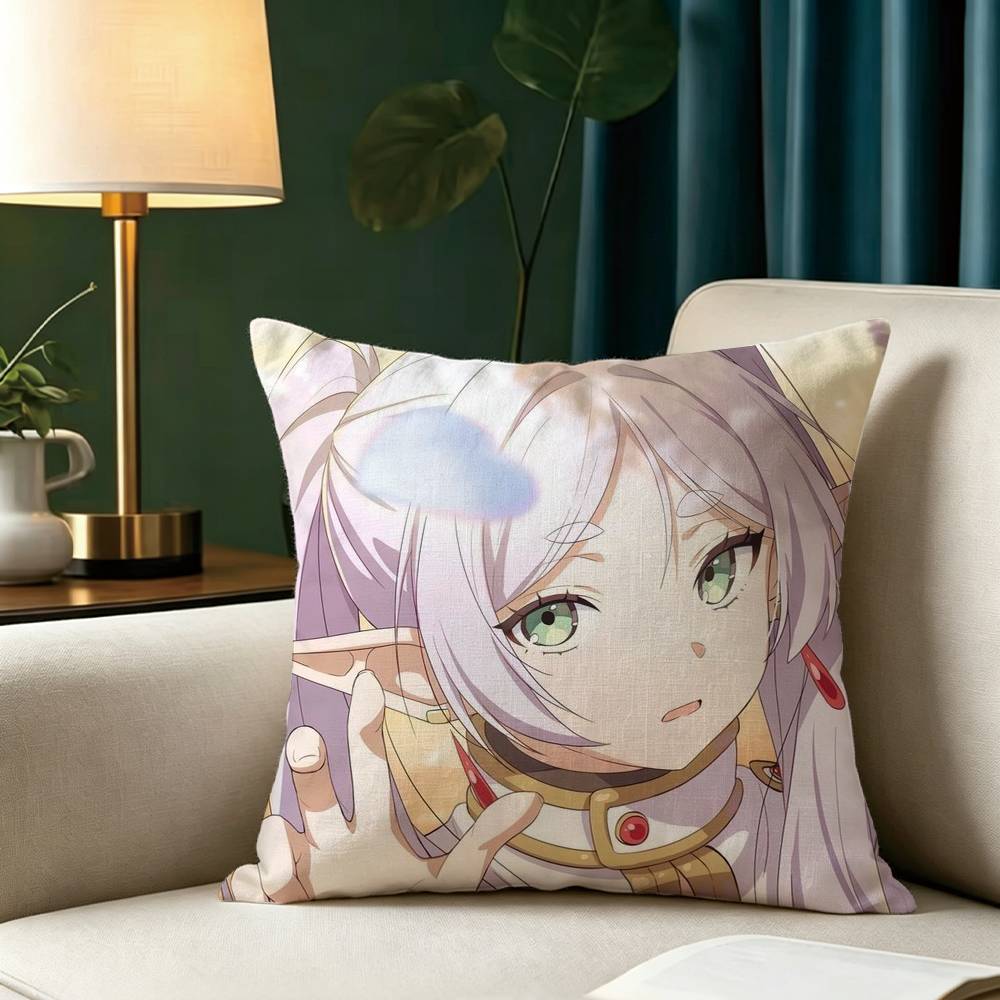 F-Frieren Beyond Journey's End Square Double-Sided printed Pillow Case Bedroom Bedside Pillow Sofa Cushion Cover