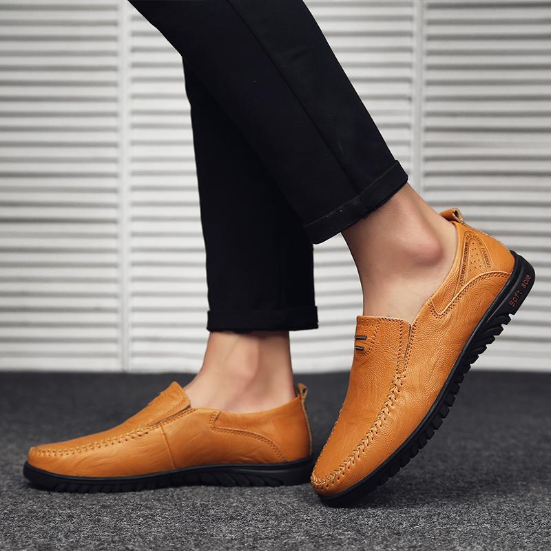 39-47 Pánské kožené boty Lehké mokasíny Ležérní ploché boty mokasíny Řidičské boty