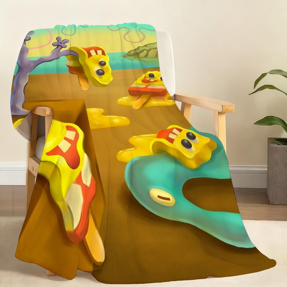 S-sponge-Bob-b cartoon Pants-s Blanket Throw Super Cosy Plush Living Room Sofa Couch Childish Birthday Gifts S-square- cute