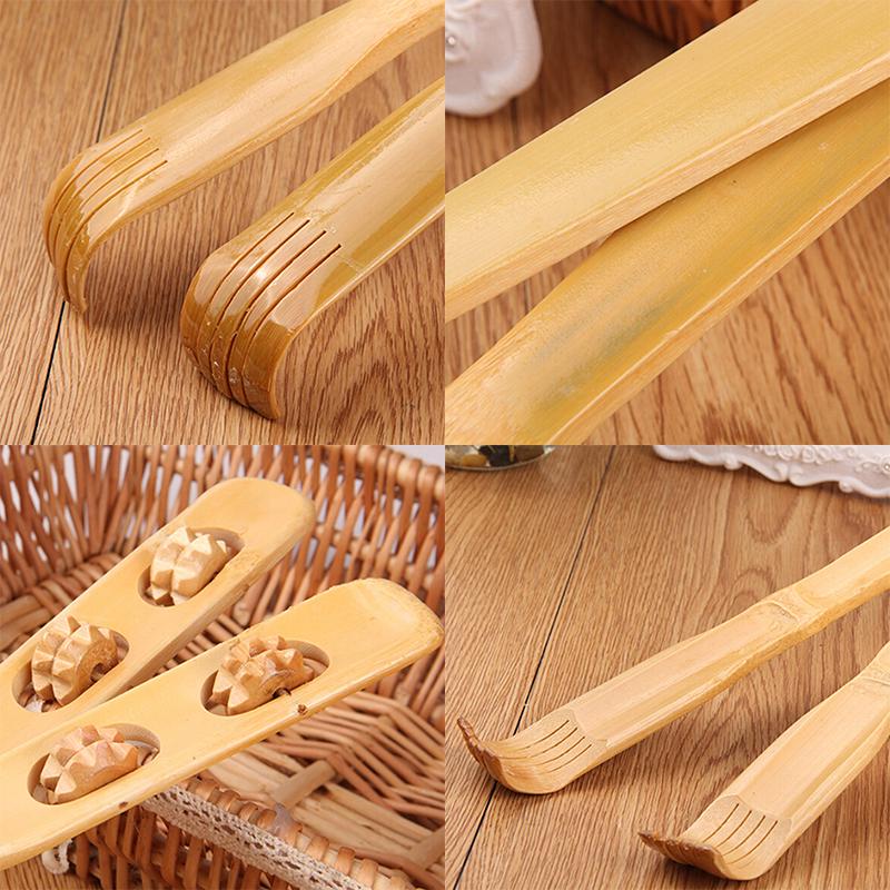 18" Handy Bamboo Massager Back Scratcher Wooden Body Stick Roller Itch Relaxer