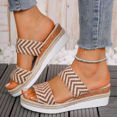 2024 Women Thick Cushion Slippers Open Toe Cross Strap Casual Beach Sandals Lightweight Platform Wedge Sandals for Summer