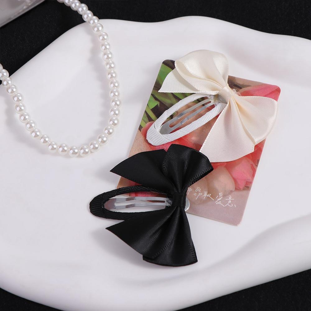 Satin Bow BB Clip Y2K Oval Hairpin Hair Accessories Cloth Hair Clip  Headwear