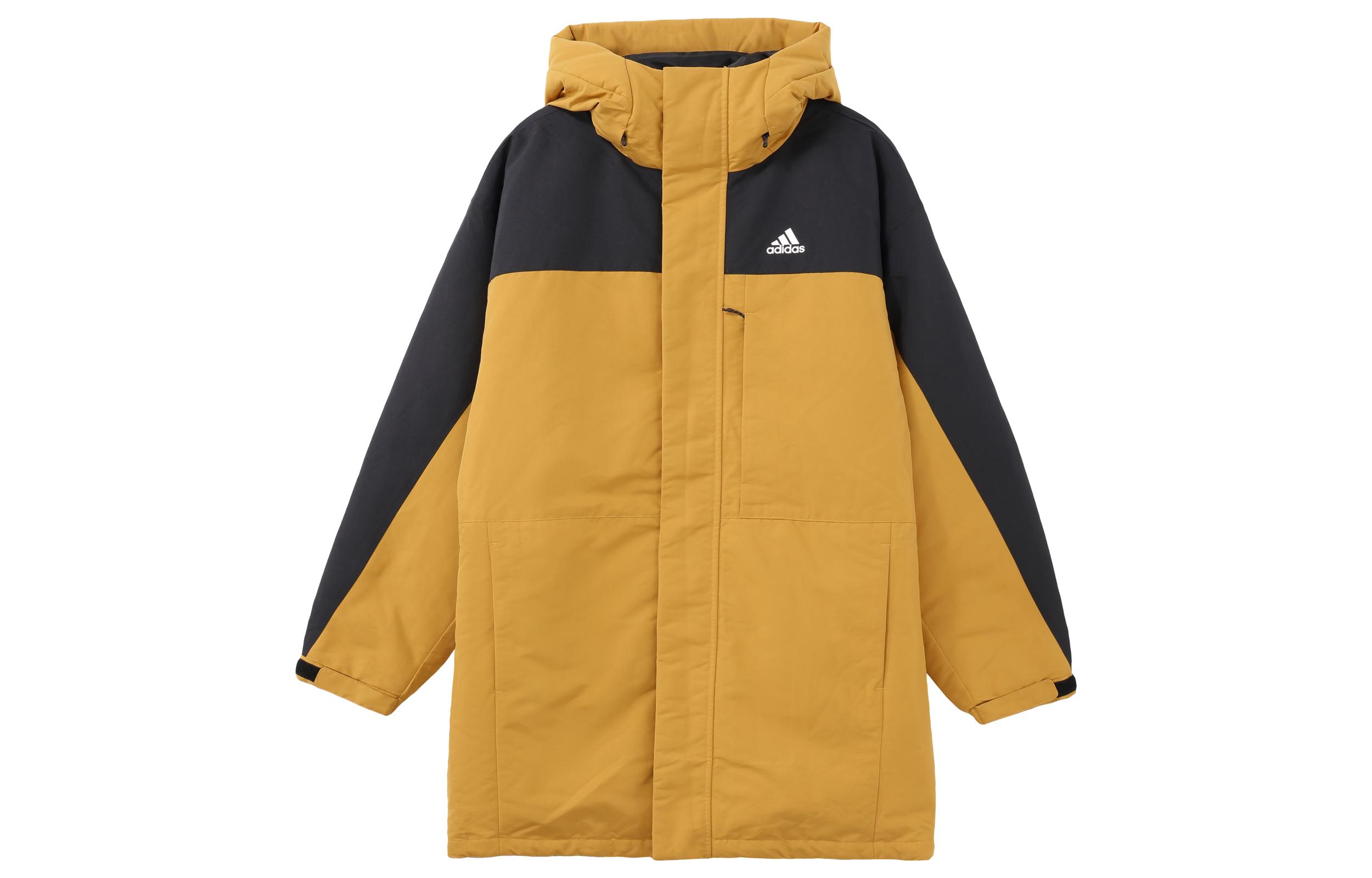 Adidas Down Jackets Unisex Gold Hooded Moderate Quilted Down Jacket H20758 XXL