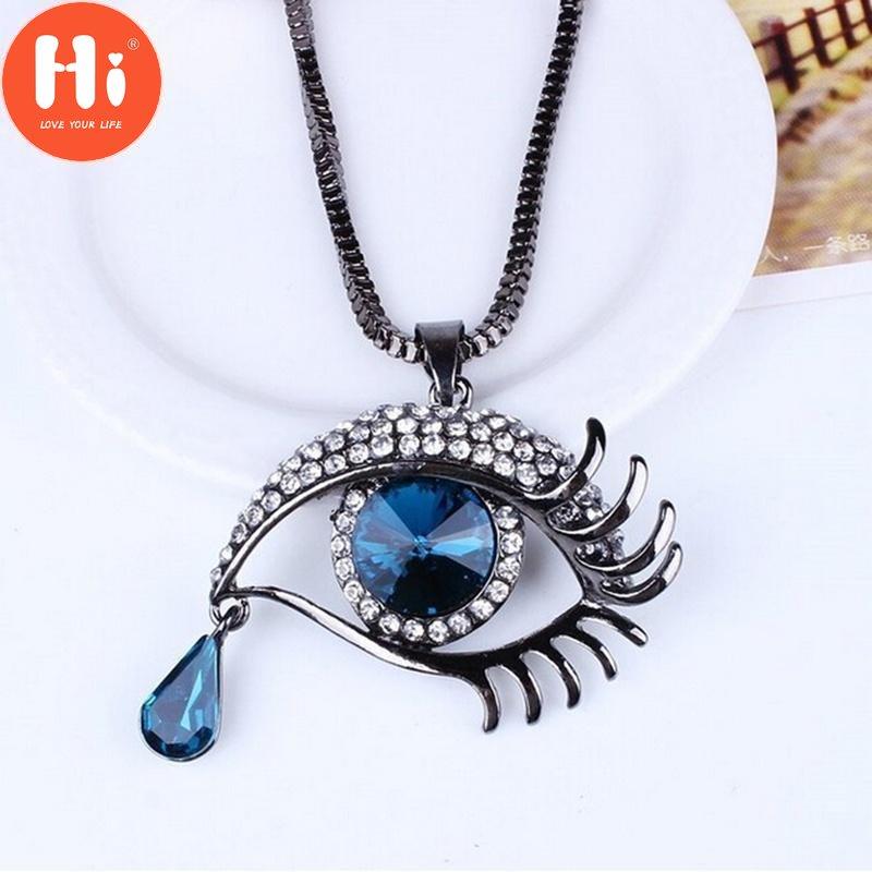 

Привет, женская мода с кристаллами и стразами, синий сглаз, слеза, свитер, подвеска, ожерелье