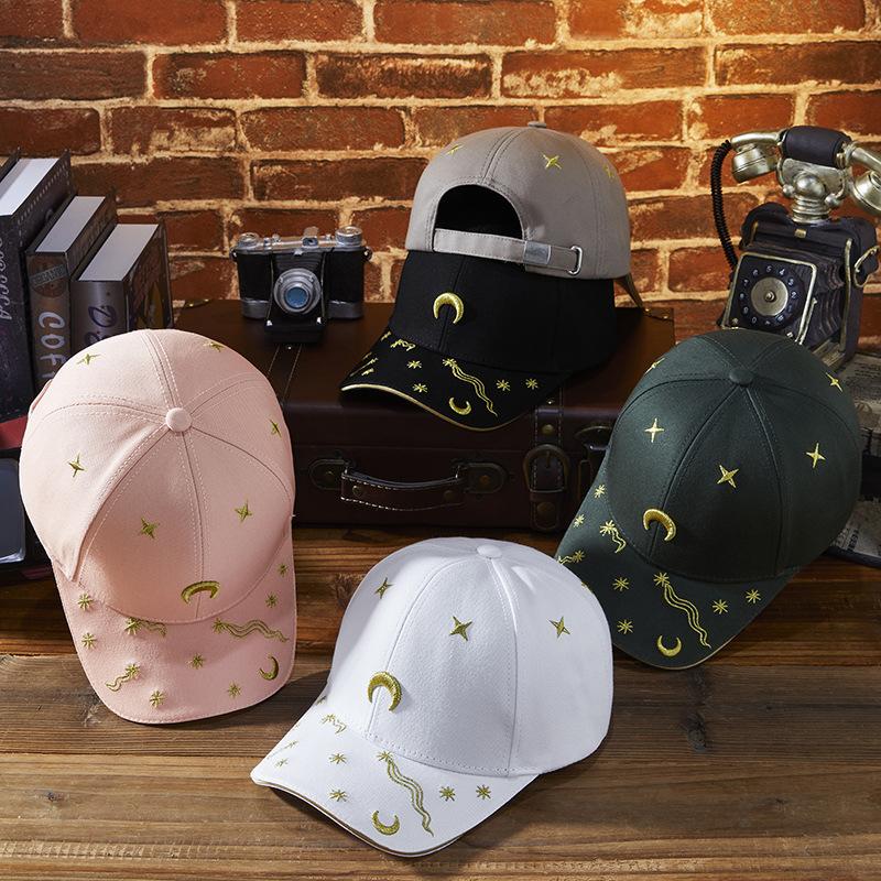 Spring and Summer New Personality Moon Stars Trend Embroidery Golf Baseball Cap Men and Women Outdoor Sun Duck Tongue Cap