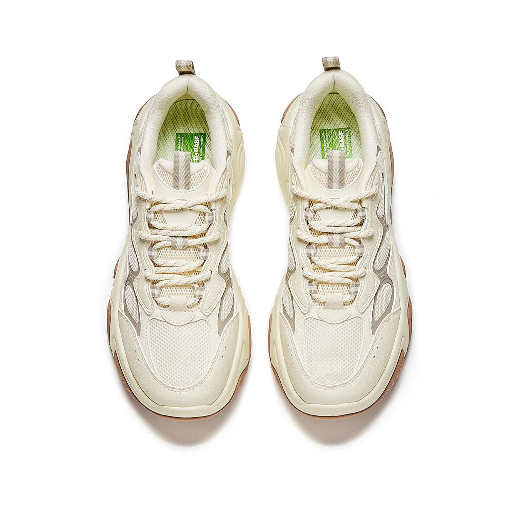 Anta Flowing Light Fabric Synthetic Leather Rubber Comfortable Low-Top Casual Shoes Women sneakers White Gray 122618853-3