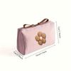 1PC 5 Petal Flower Travel Pouch, Lightweight Brown Floral Zipper Bag for Lipstick Phone Coins, Unisex Black for Daily Travel