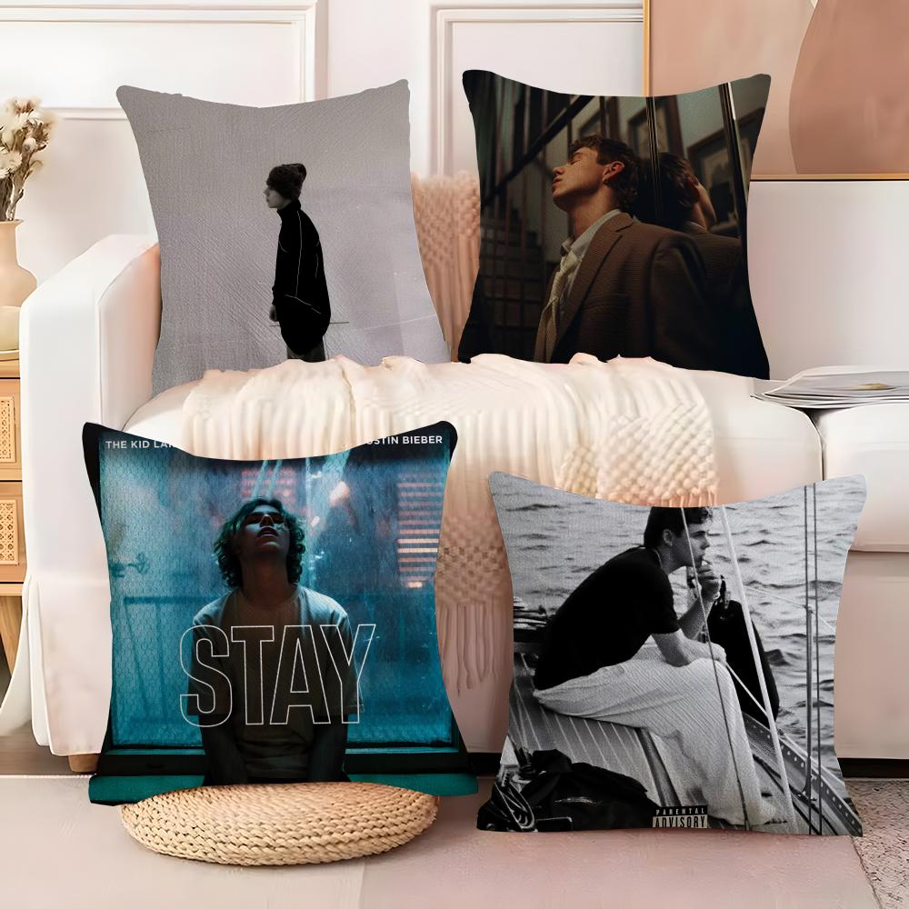 Singer The Kid L-Laroi Cushion Cover Soft Plush Fabric Double-Sided Printed Sofa Cushion Cover For All Seasons Home Decor Gift