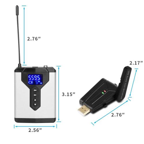 Depusheng Wireless Dual Bodypack USB Receiver Lavalier Microphone Headphone Mic Receiver Transmitter USB Interface for Computer Notebook Video Confere