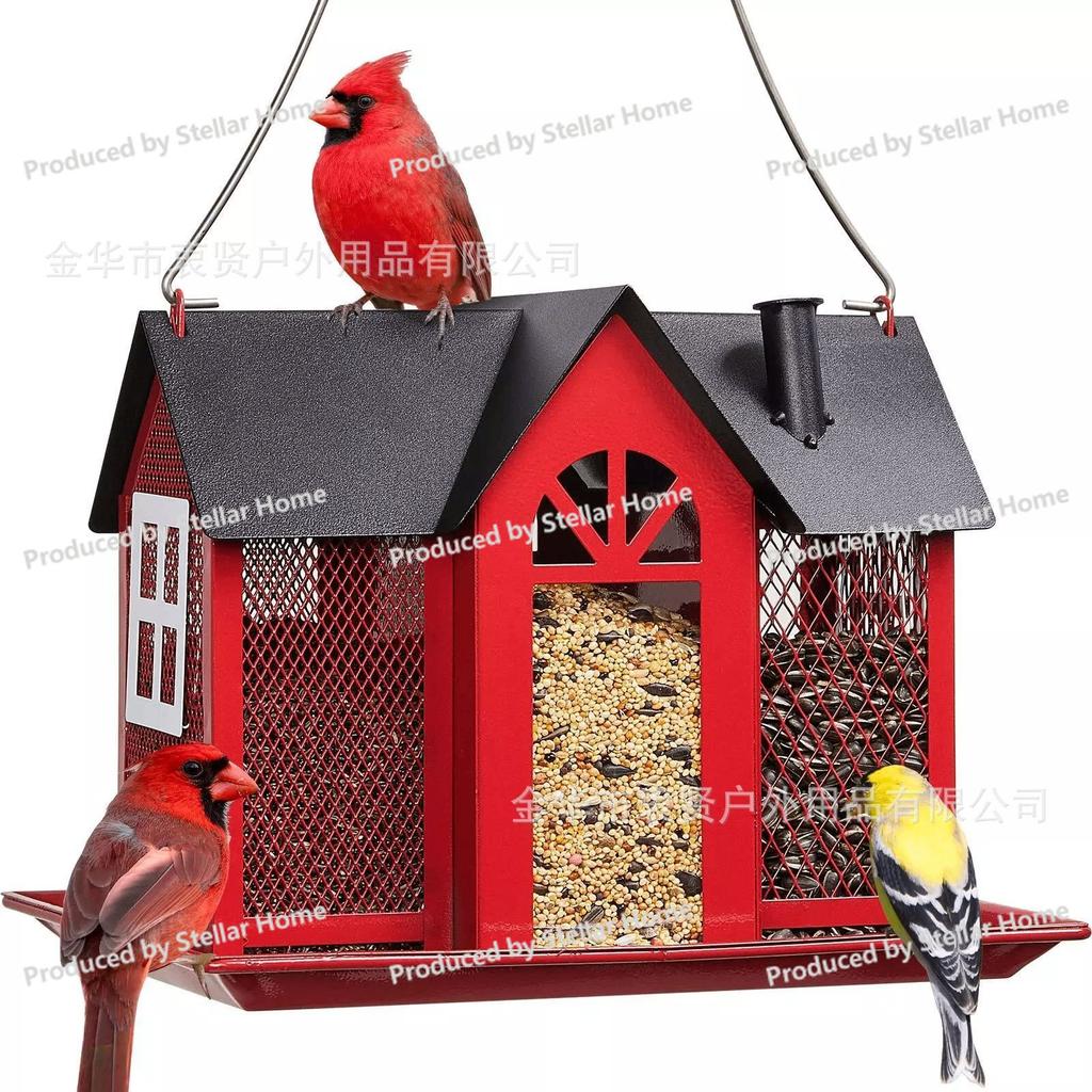 New Bird Feeder Metal House Courtyard Hummingbird Squirrel Feeder Outdoor Hanging Decoration Modern and Simple