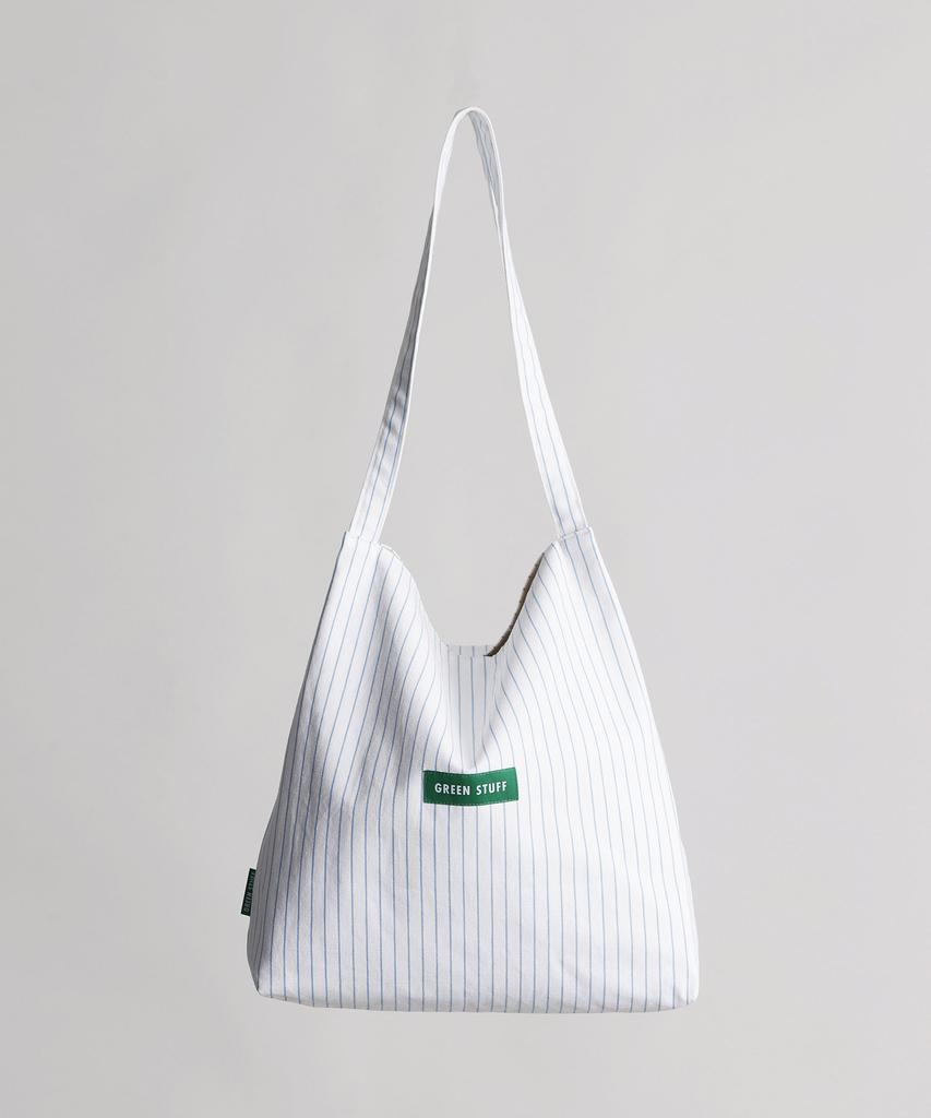 Green Stuff Effortlessly Boxy Shopper Bag 53 Cotton Stripe - White