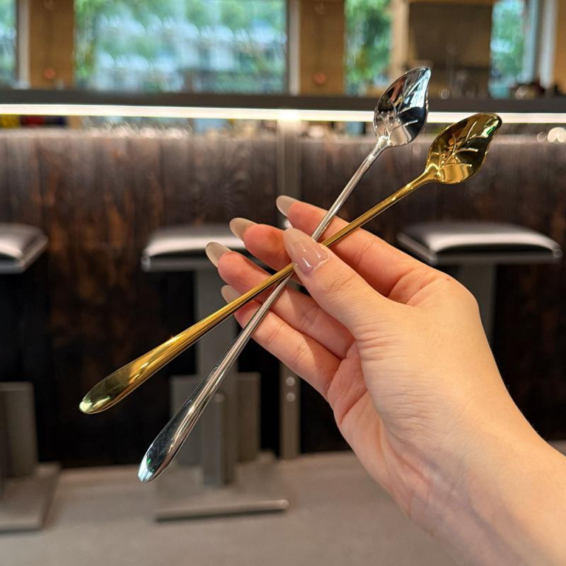 304 Stainless Steel Mixing Spoon Long Handle Dessert Spoon Milk Tea Honey Spoon Coffee Spoon Soup Spoon Lengthened Spoon