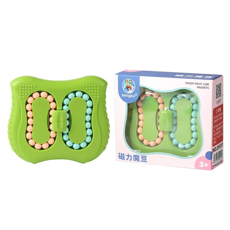 Sengso 3x3 Magische Bohne Einseitig und Zweiseitig Drehende Runde Kugel Magische Bohne Intelligenz Fingerspitzen Spielzeug Fidget Cube
