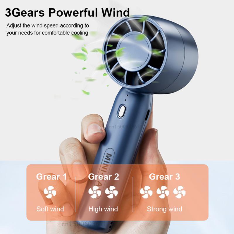 Portable Mini Handheld Fan USB Hand Fan Rechargeable Portable Outdoor Small Pocket Fan 3 Speed Mini Desk Fan with Phone Stand